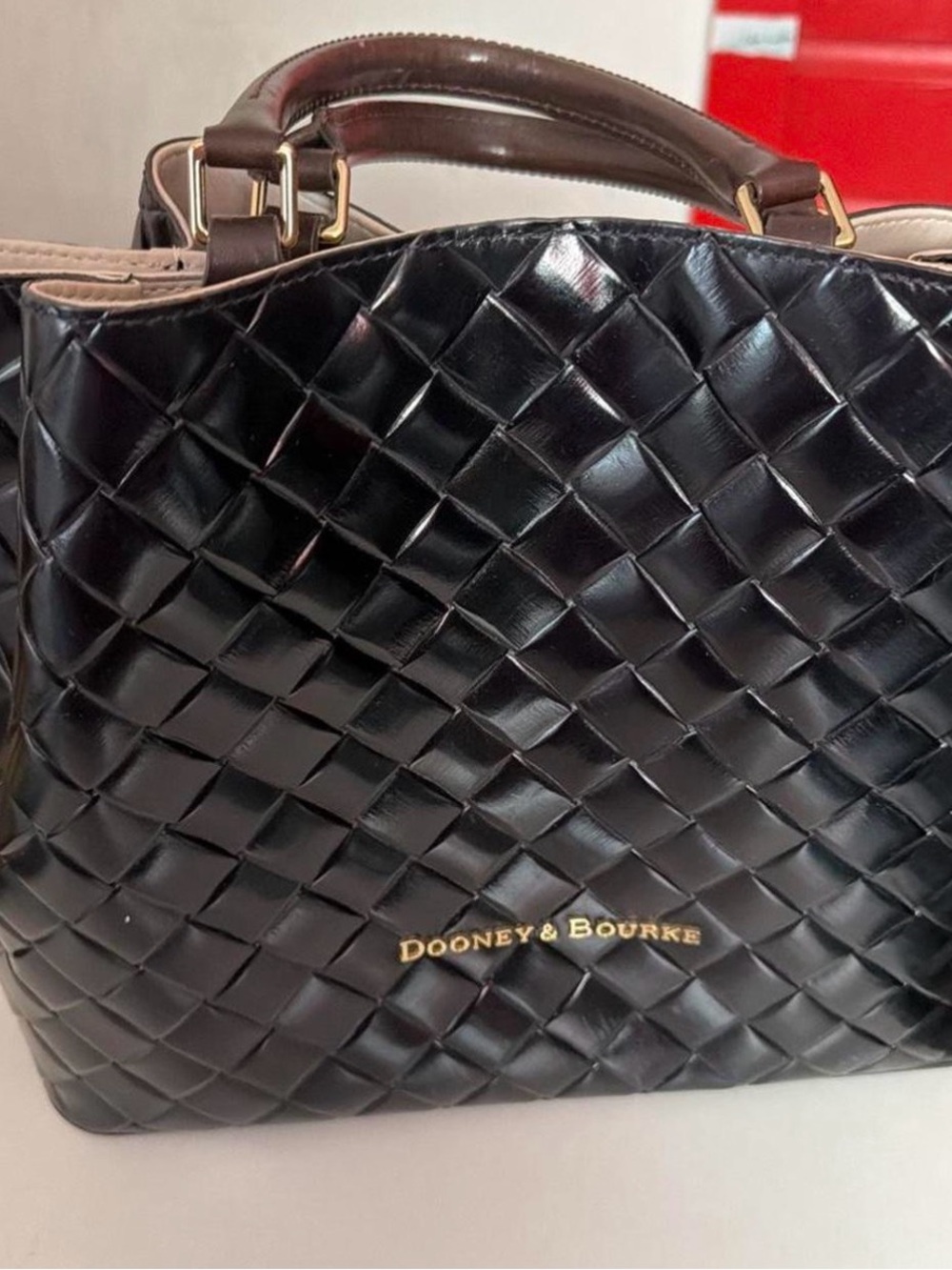 Dooney & Bourke large Barlow Black Woven Leather Satchel